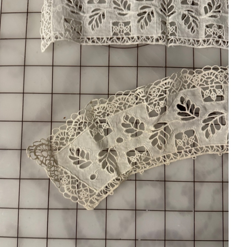 Antique White Lace Collar and Cuff Set Cutwork Floral Embroidery Victorian Style - Picture 11 of 12